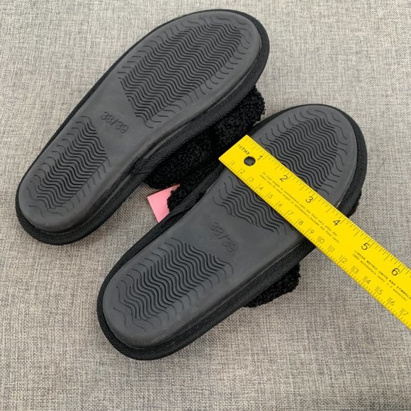 New! Docosy Fuzzy Slippers Black Comfy Crisscross House Shoes Memory Foam 38/39 - Picture 6 of 7